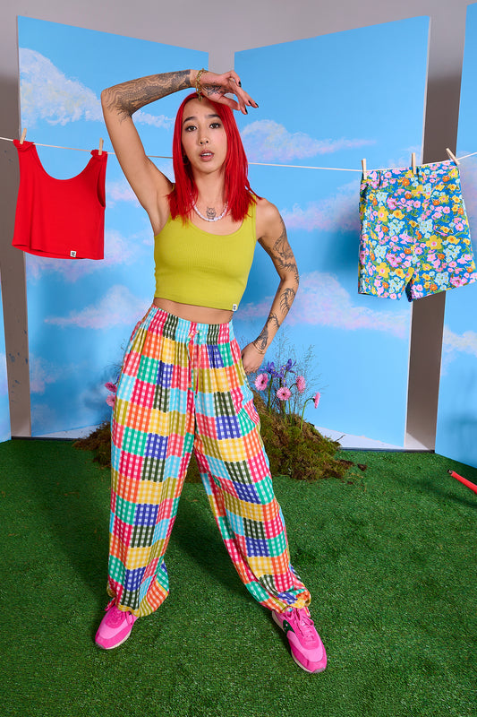 Mylo - Wide Leg Trousers in Picnic Club Print