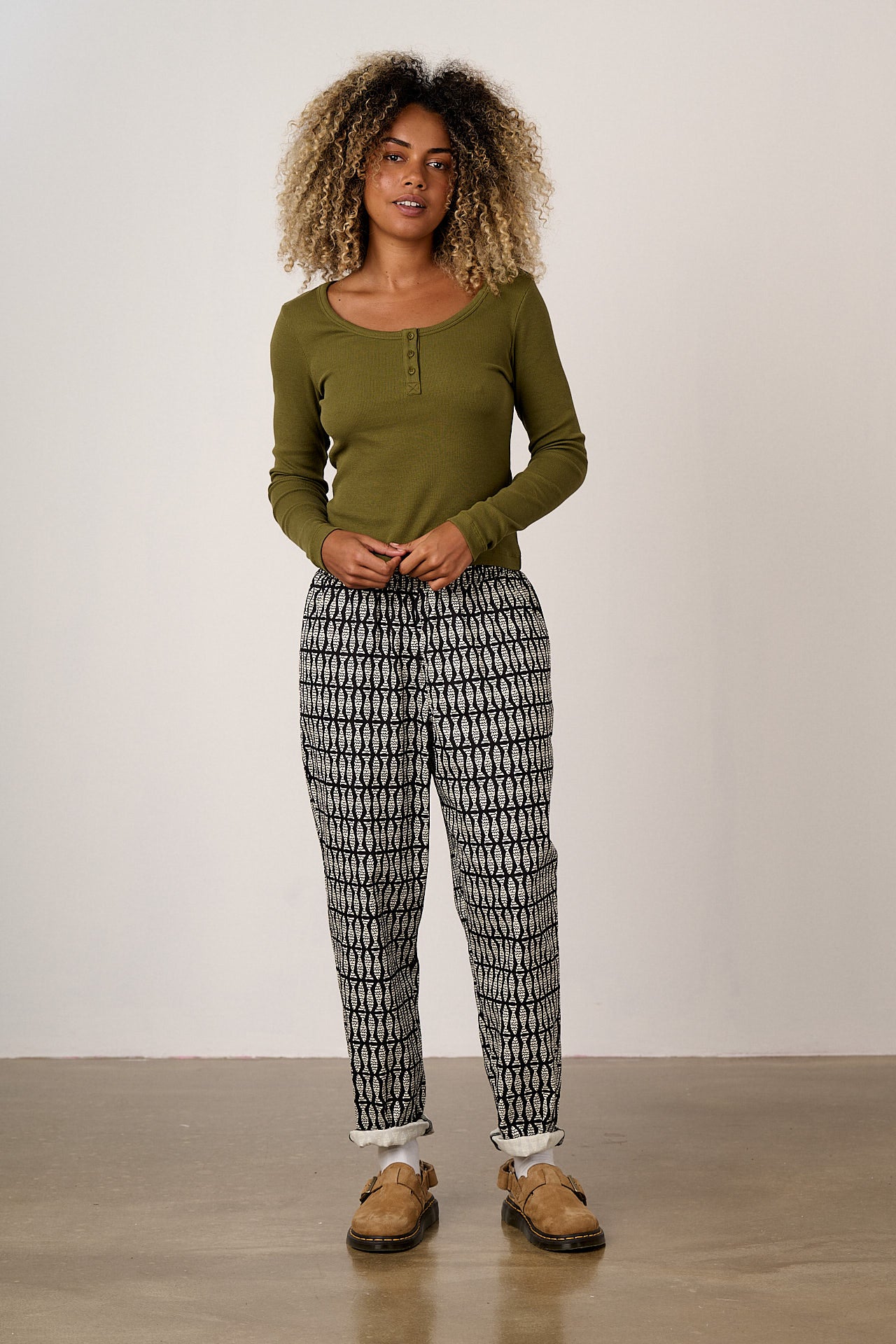 Alexa - Cotton Trousers in Black & White Minnow Print – Lucy & Yak