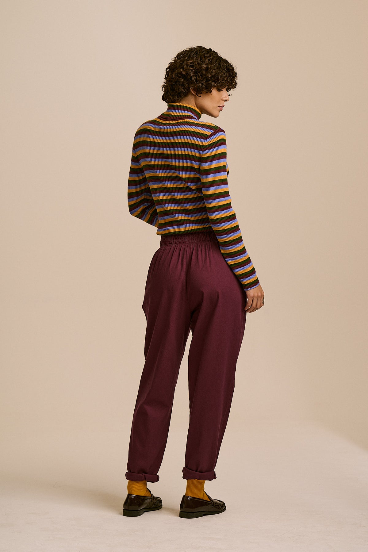 Alexa - Cotton Trousers in Grape Wine
