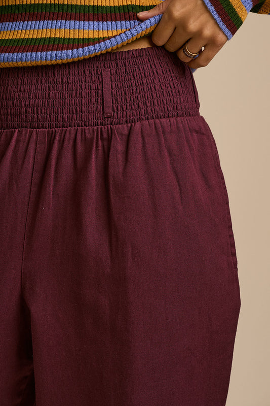 Alexa - Cotton Trousers in Grape Wine