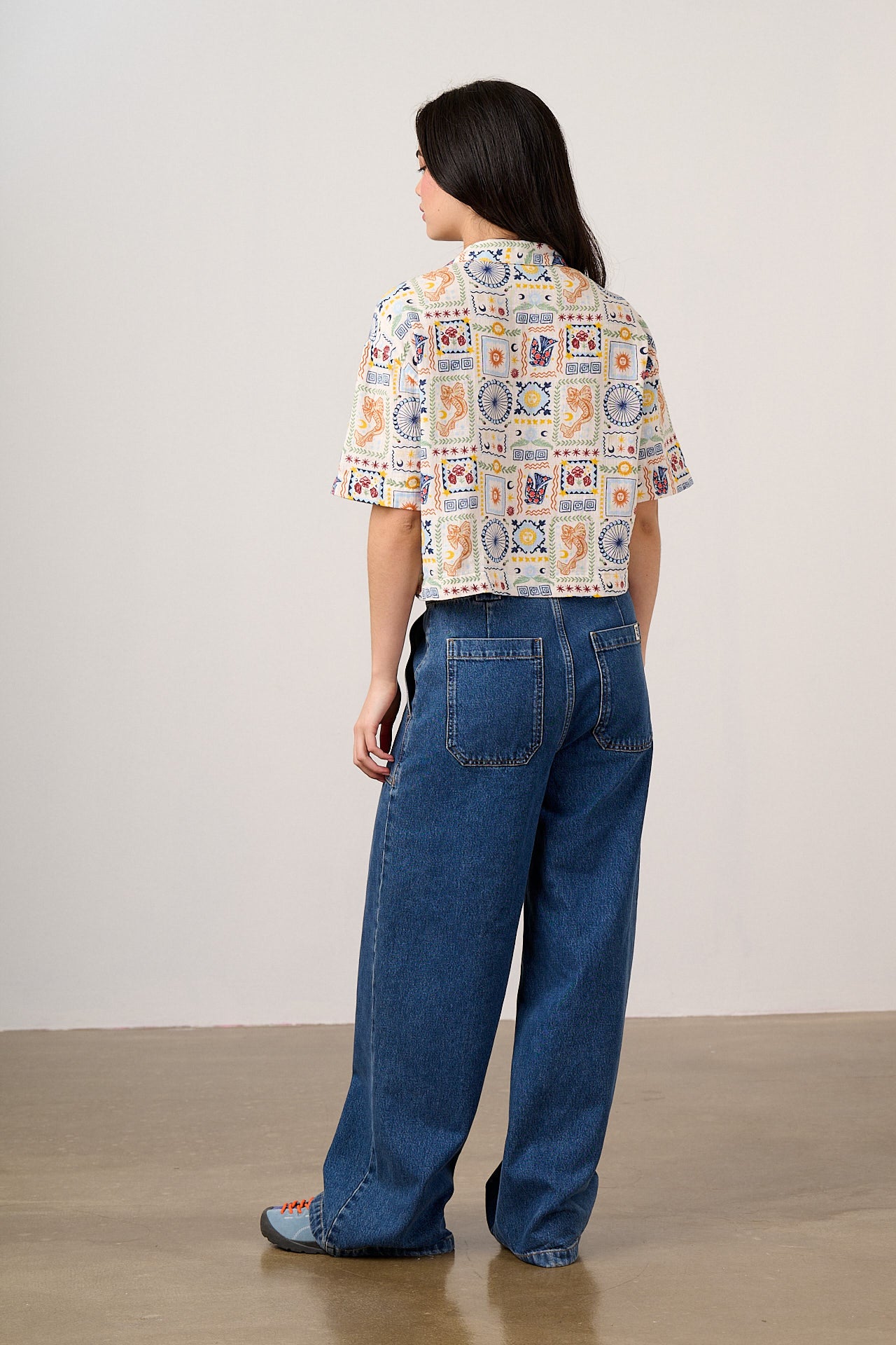 Alfie - Cotton Shirt in Ecru Cosmic Folk