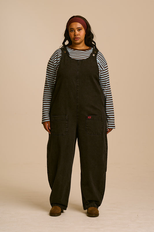 Ara - Denim Dungarees in Washed Black