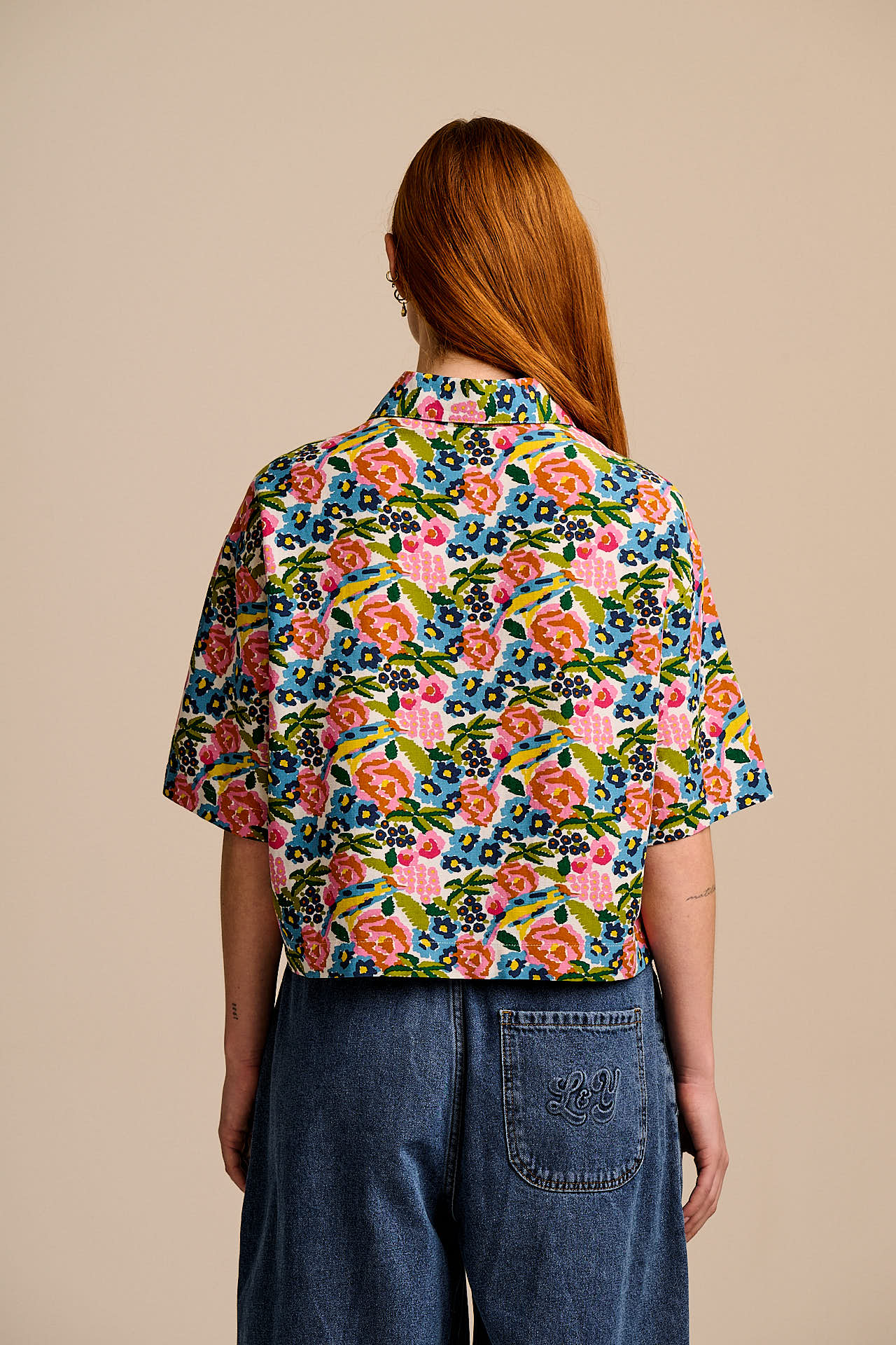 Archer - Cotton & Viscose Shirt in Ivory Birdie Floral