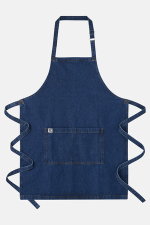 Amaia - Heavyweight Apron Organic Cotton Denim in Mid Wash Blue