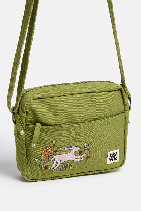 L.E. Dara - Cotton Crossbody Bag in Bunnies Embroidery