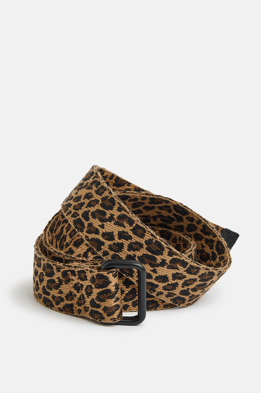 Flynn - D-Ring Cotton Belt in Leopard Print