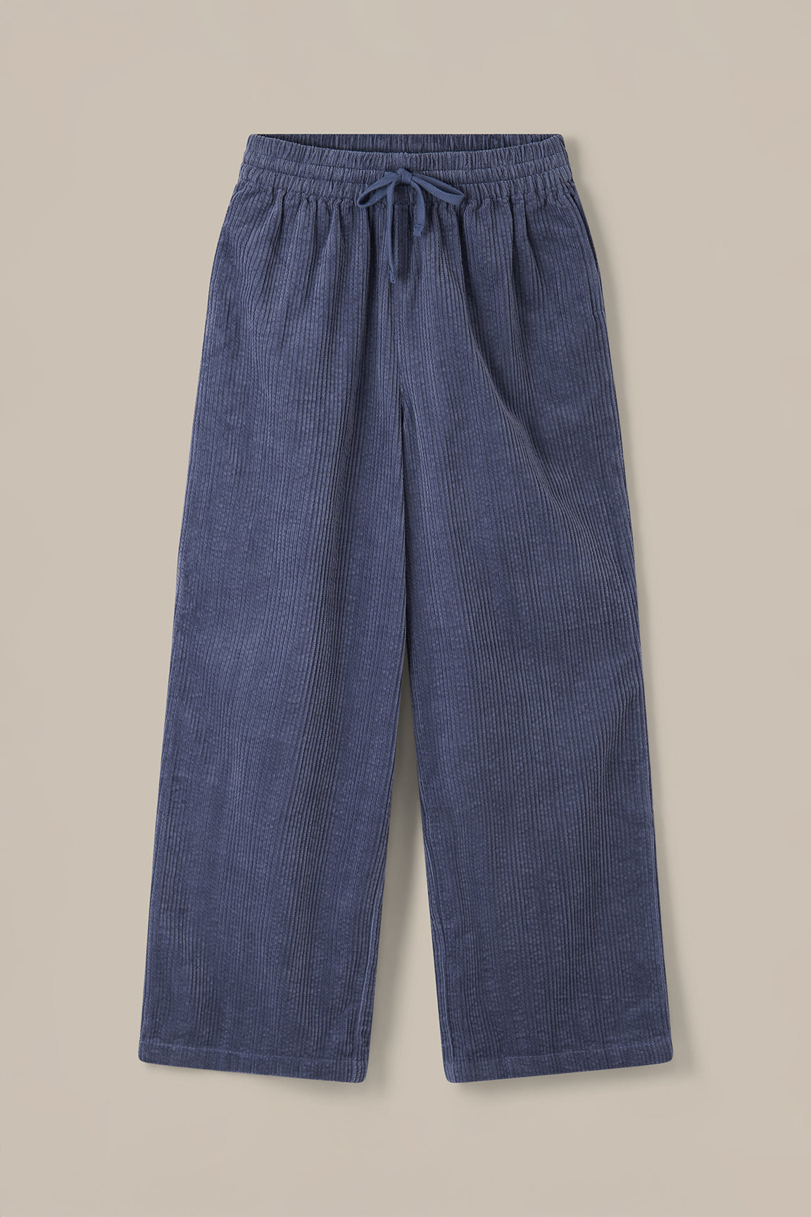 Norris - Wide Leg Corduroy Trousers in Blueberry Mist
