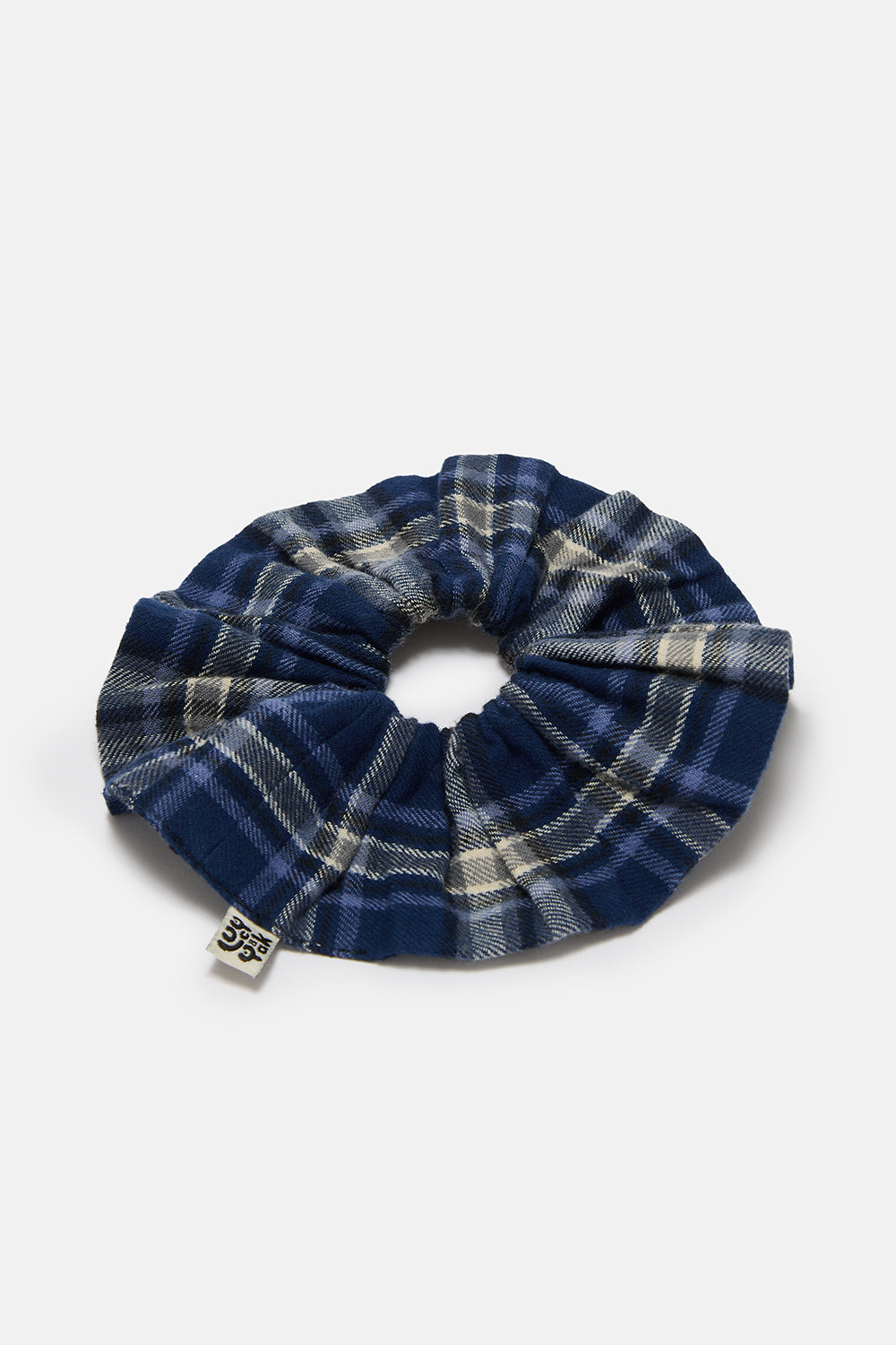 Mimmi - Oversized Scrunchie in Blue Tartan Check