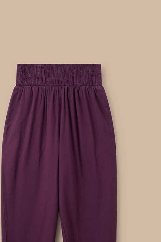 Alexa - Cotton Trousers in Grape Wine
