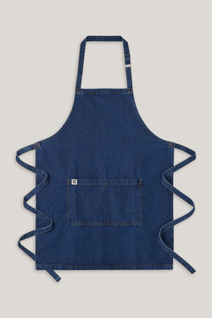 Amaia - Heavyweight Apron Organic Cotton Denim in Mid Wash Blue