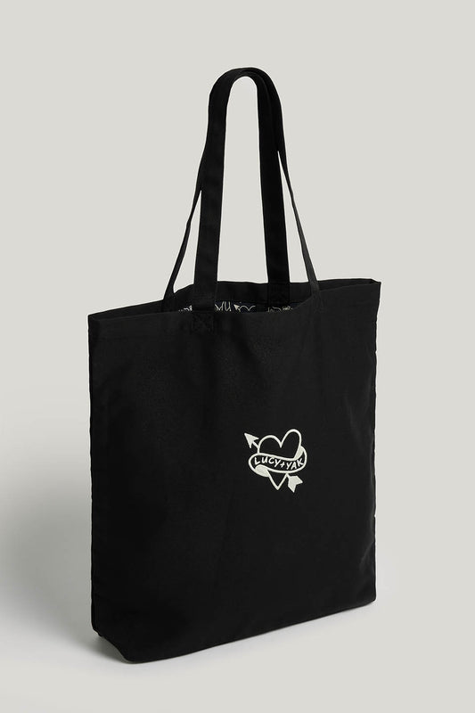 Catalina Oversized Tote - Organic Cotton in Heart Embroidery