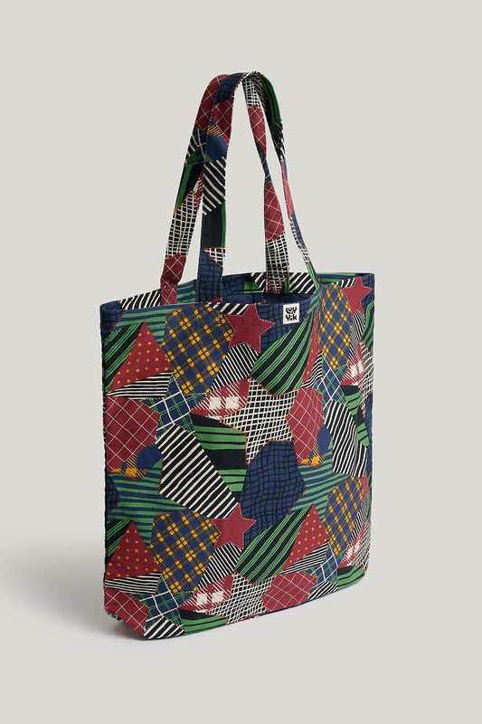 Catalina - Oversized Tote in Star Patchwork Print