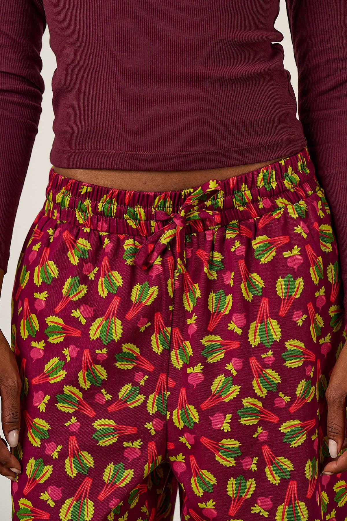 Chuck Wide Leg Trousers - Organic Cotton in Rhubarb Print