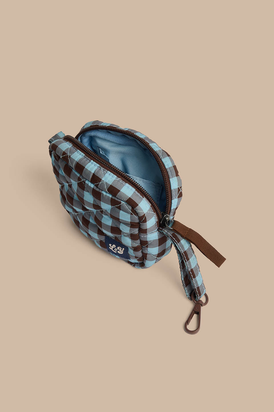 Iya - Pouch in Blue and Brown Check