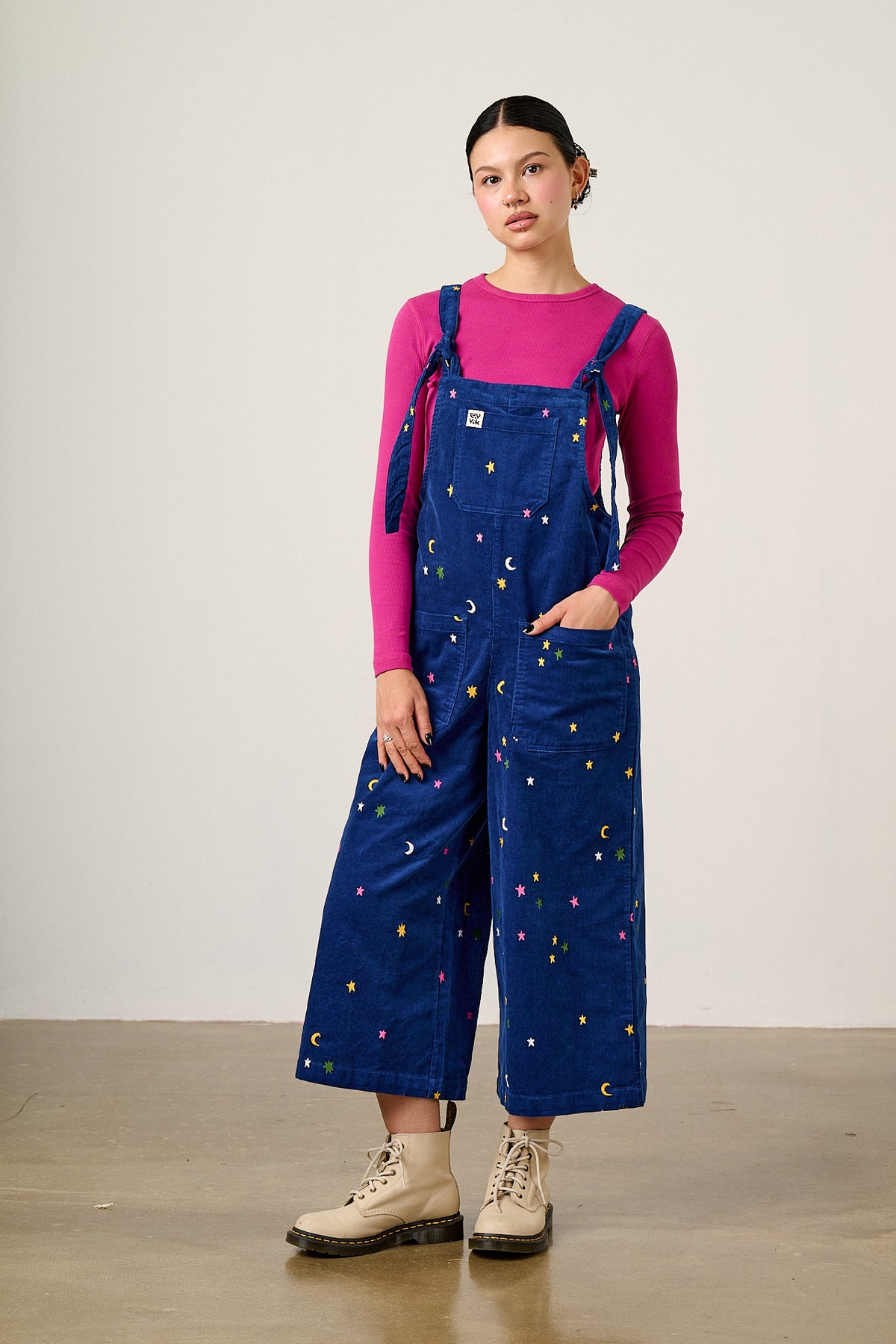 Jenny - Organic Corduroy Dungarees with Confetti Star Embroidery