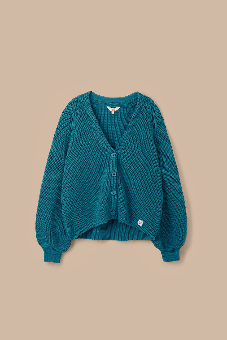 Juniper - Cotton Knit Cardigan in Teal