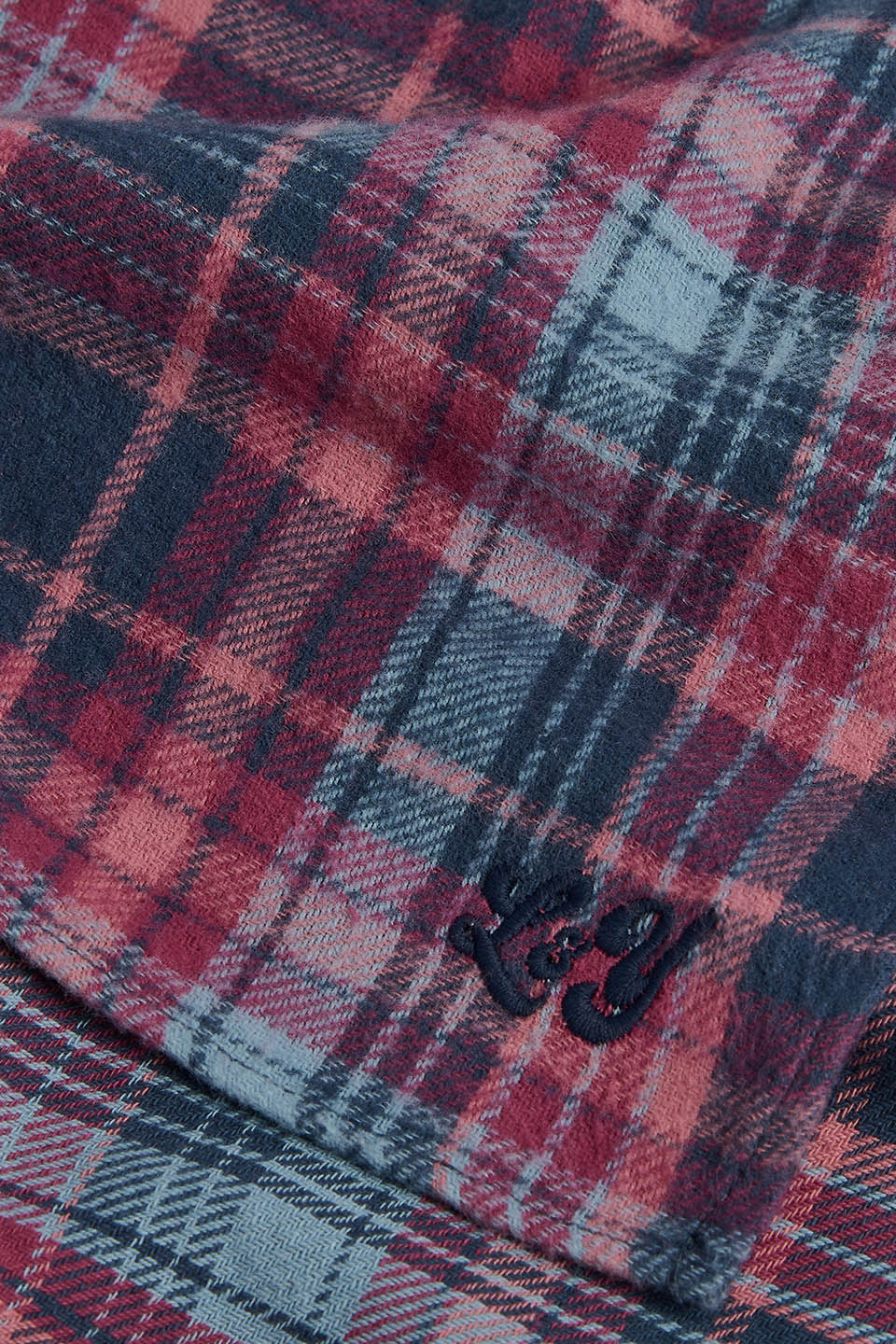 Lottie - Neck Scarf in Blue and Burgundy Check