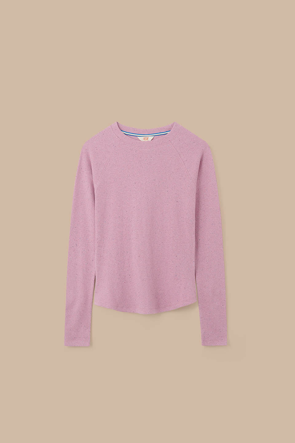Harlow - Organic Cotton Long Sleeve Raglan Tee in Pale Pink