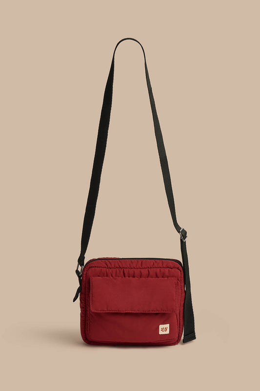 Maddox - Recycled Polyester Crossbody Bag in Maroon