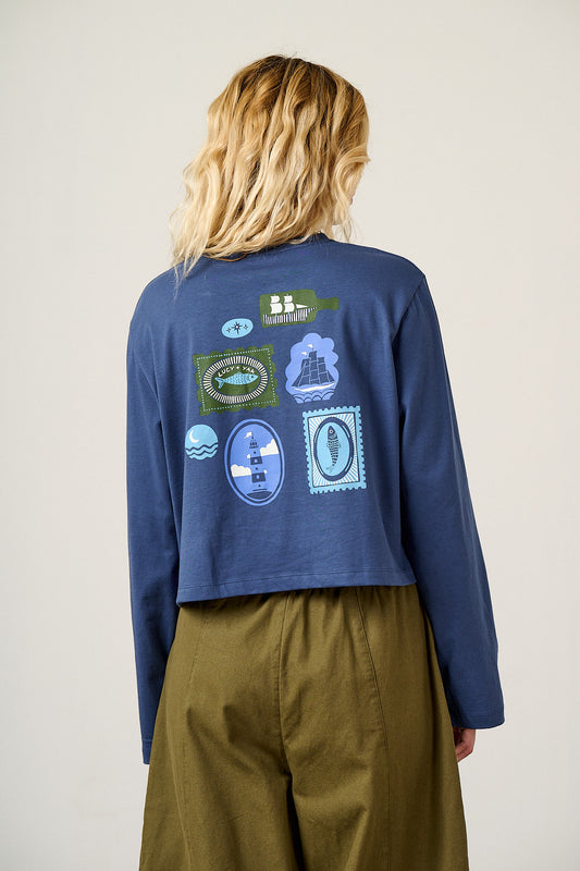 Mio - Cotton T-shirt in Navy Sardines