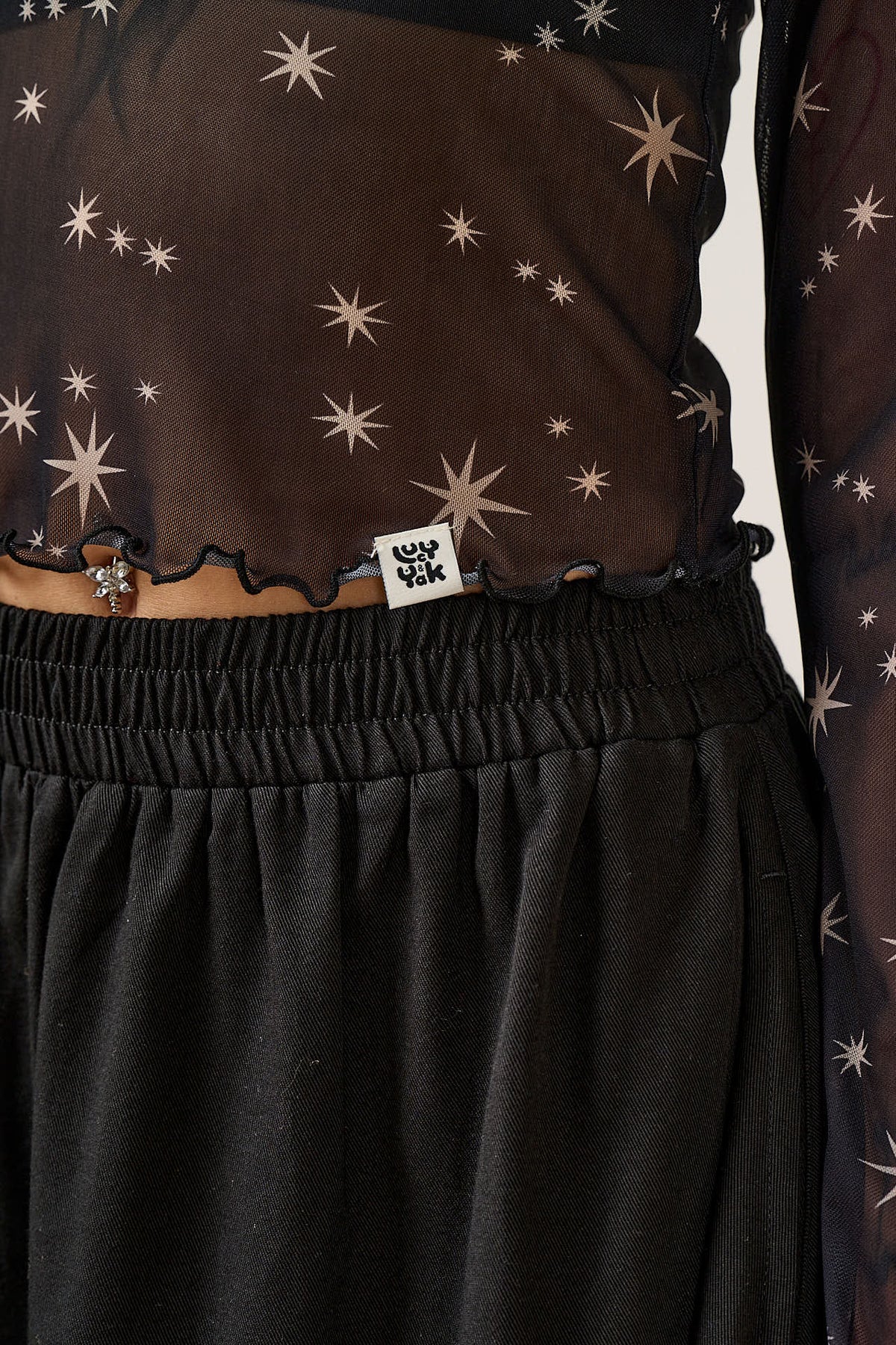 Dakota - Organic Cotton Twill Midi Skirt in Black