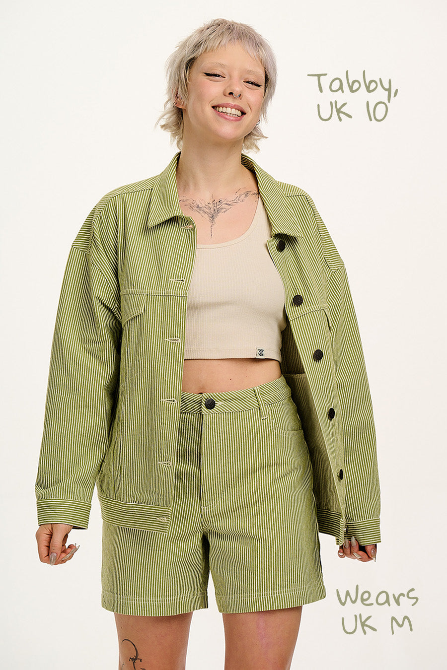 Callaway - Trucker Jacket in Green Hickory Stripe