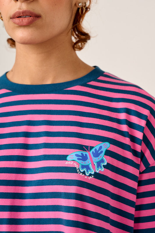 L.E Benny - Oversized Cotton T-Shirt in Brooke Hornsby & Yak Stripe