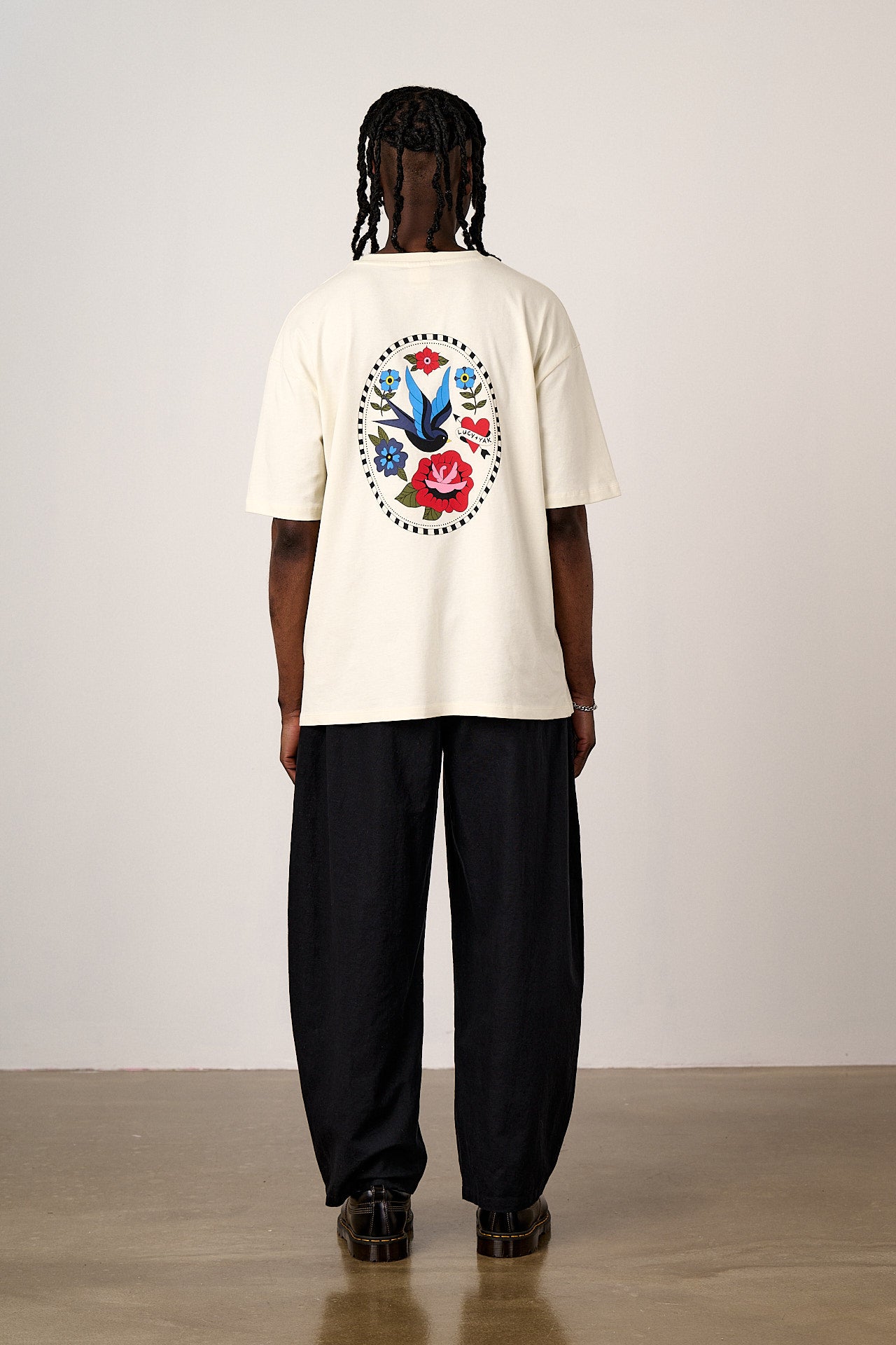 Benny - Oversized Cotton T-Shirt in Tattoo Print