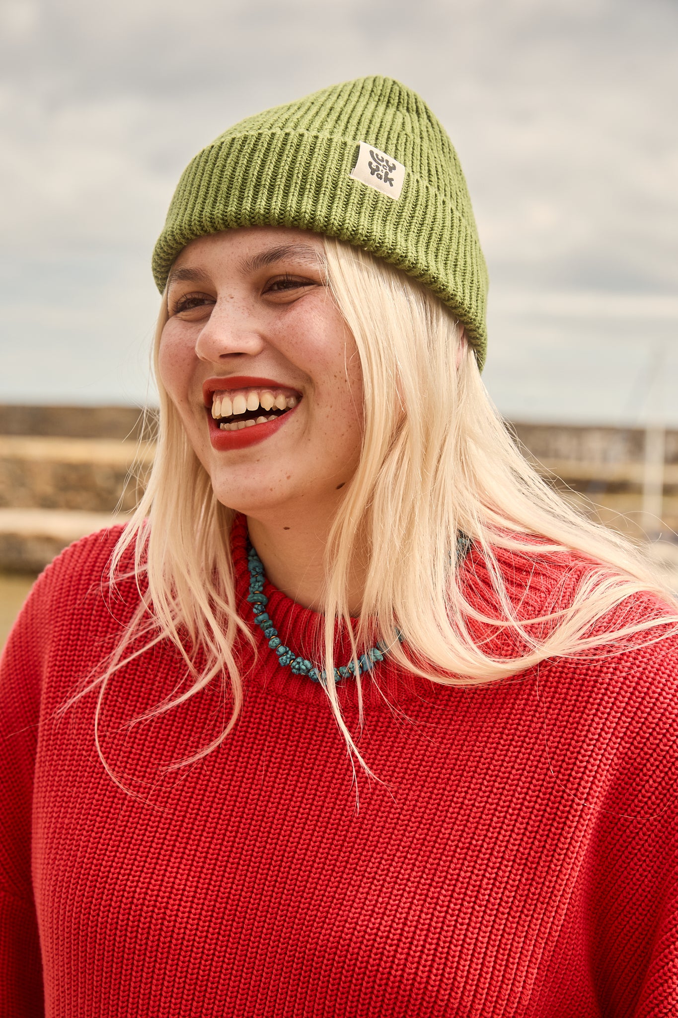 Luca - Knitted Cotton Beanie in Highland Green