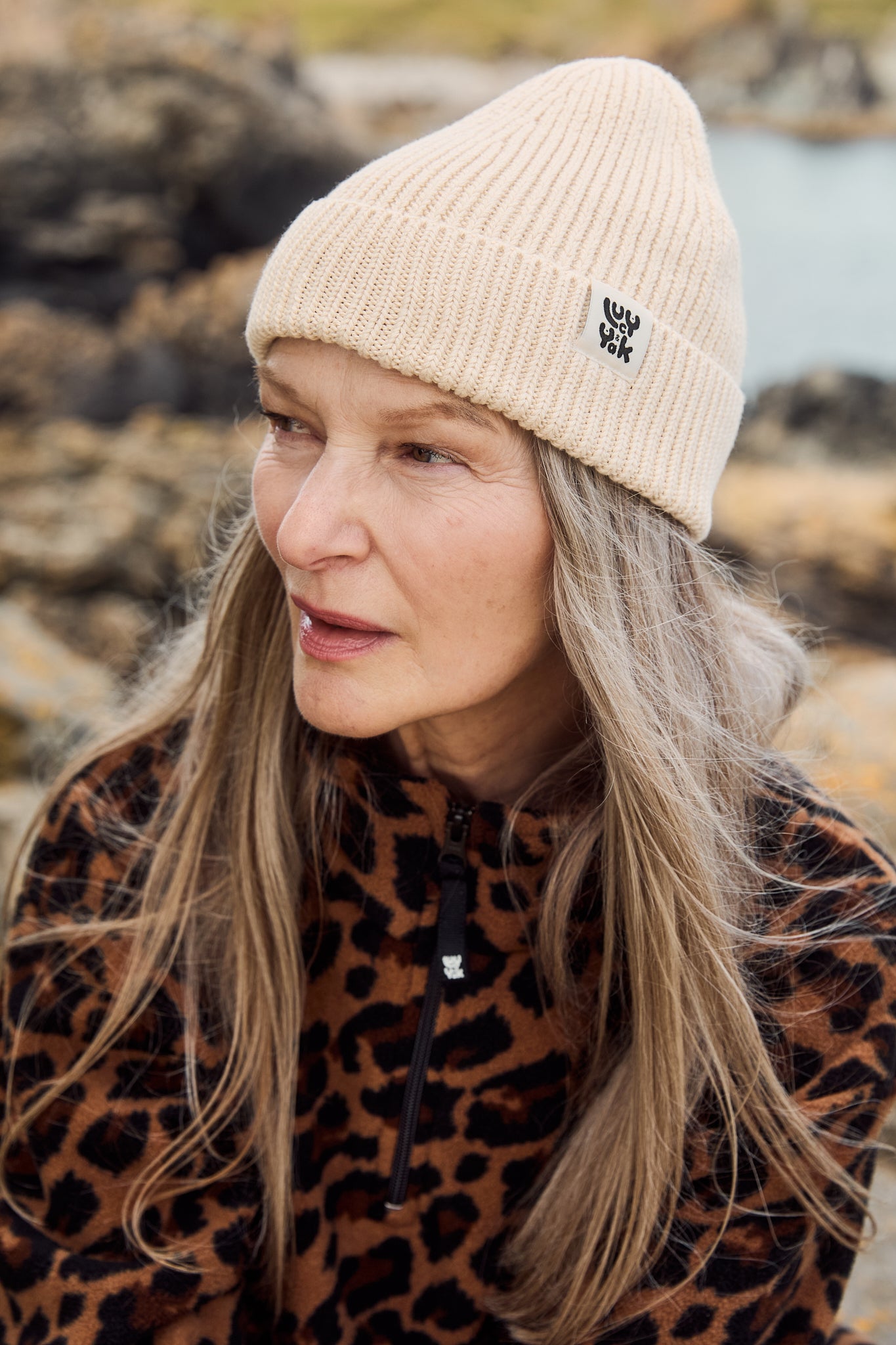 Luca - Knitted Cotton Beanie in Cream