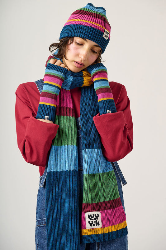 Caspian - Fingerless Knitted Gloves in Masquerade Rainbow