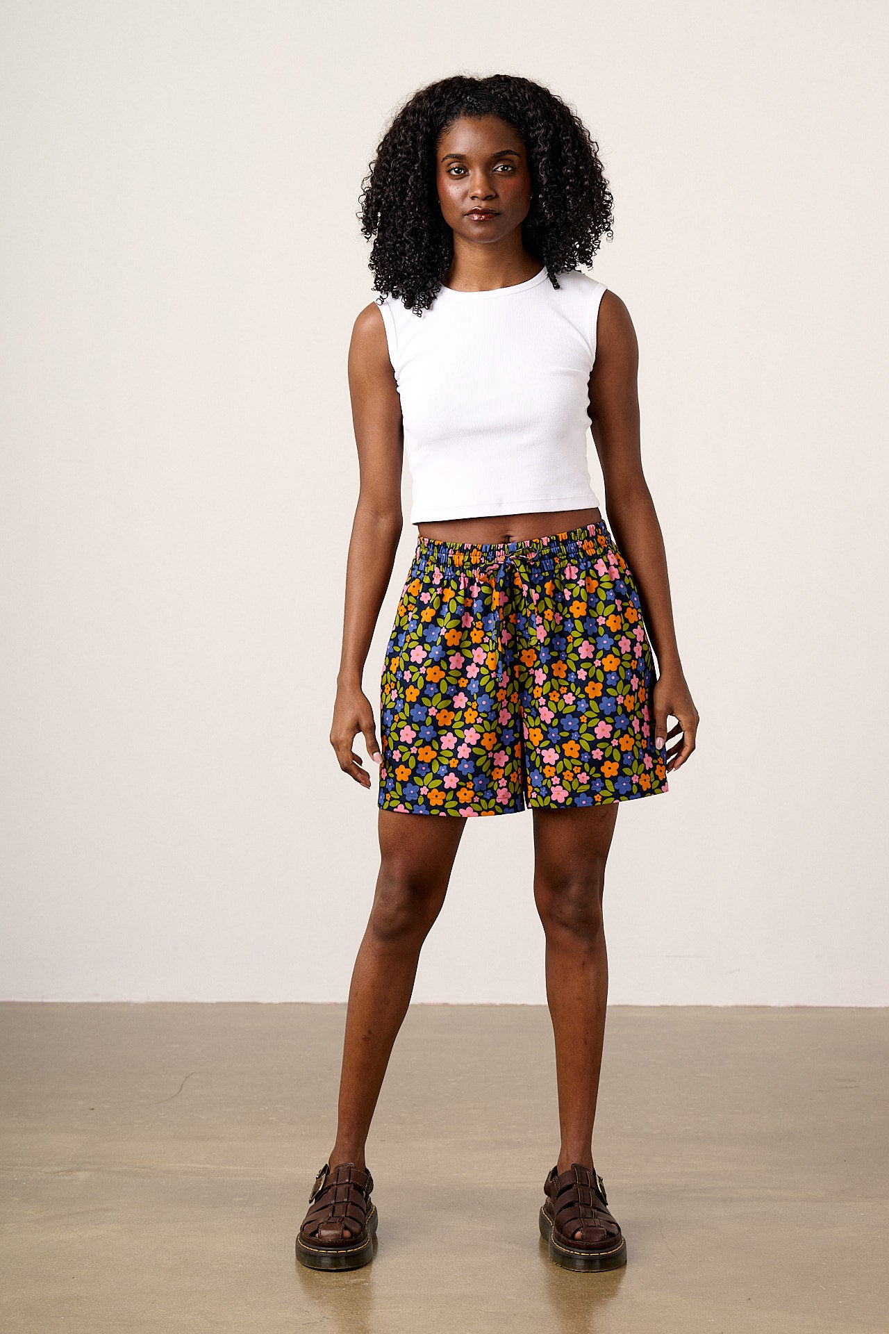 Charlie - Cotton Beach Shorts in Navy Floral