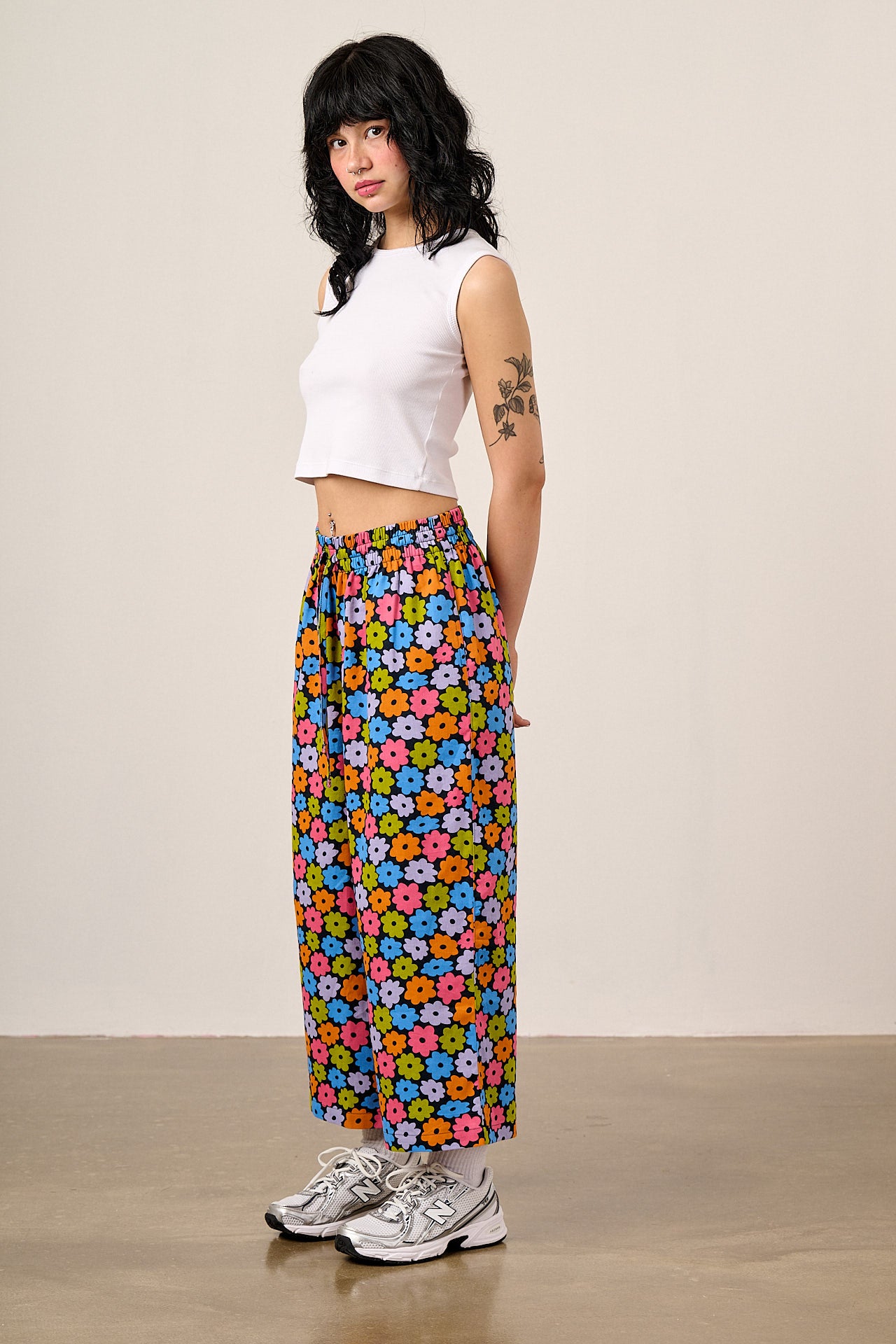 Chuck - Wide Leg Cotton Trousers in Balloon Floral – Lucy & Yak