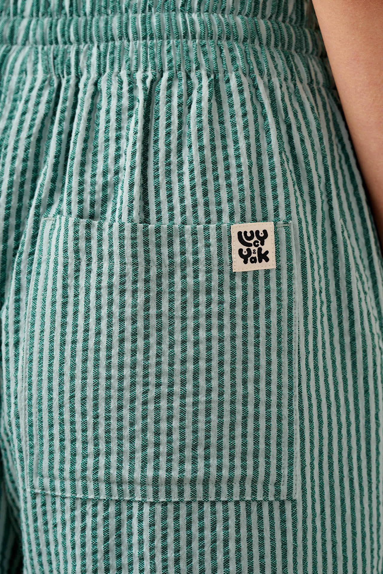 Chuck - Cotton Trousers in Teal Stripe