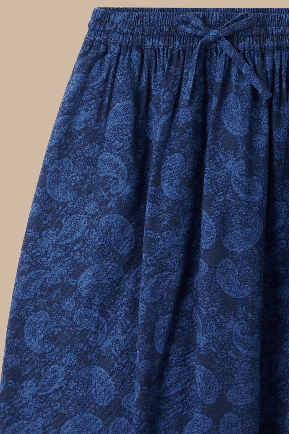 Clara - Brushed Cotton Midi Skirt in Blue Grunge Paisley