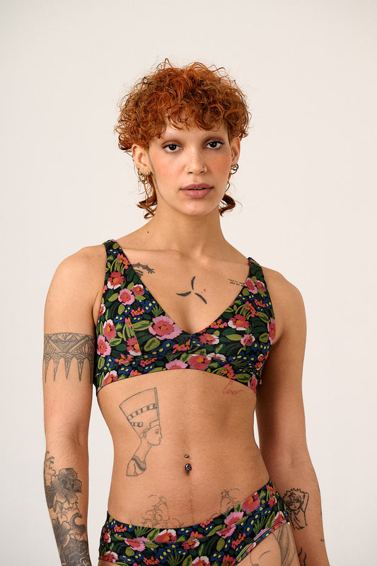 Clover - Viscose Bralette in Black Marie Print