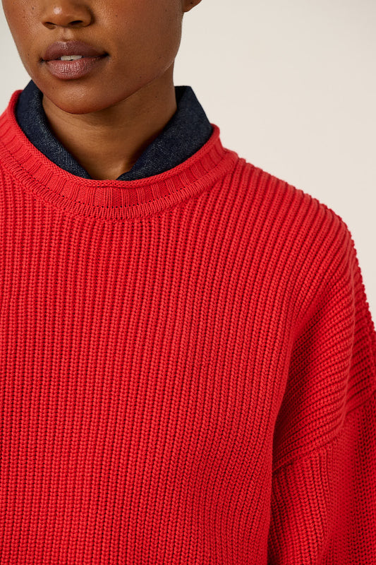 Areum - Oversized Knitted Jumper in Red