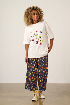 Chuck - Wide Leg Cotton Trousers in Punk Energy Grid