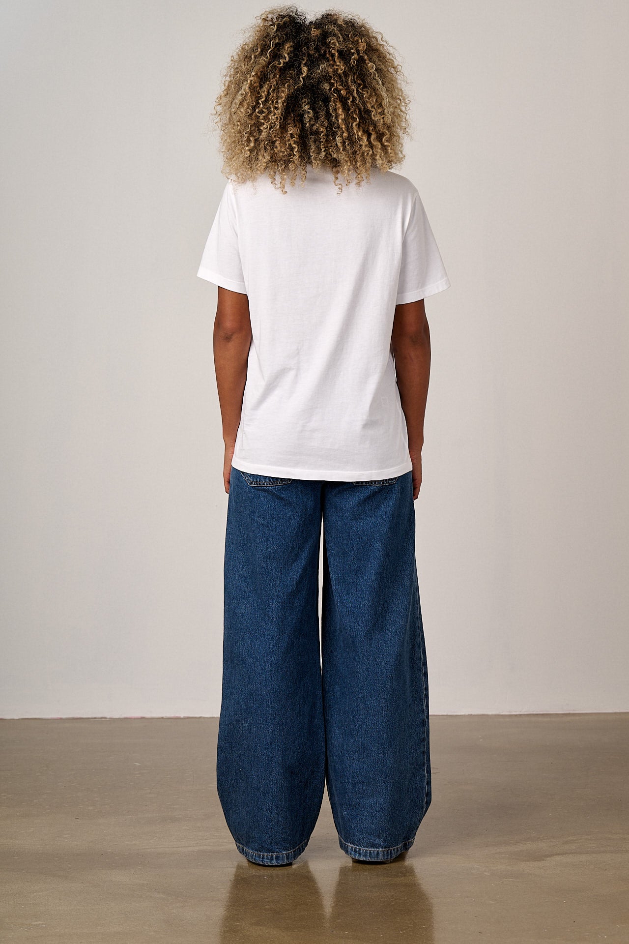 Denver - Cotton T-Shirt in White with Rainbow Logo Embroidery