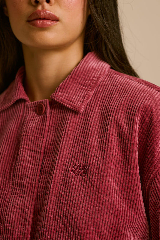 Devan - Cotton Corduroy Jacket in Burgundy