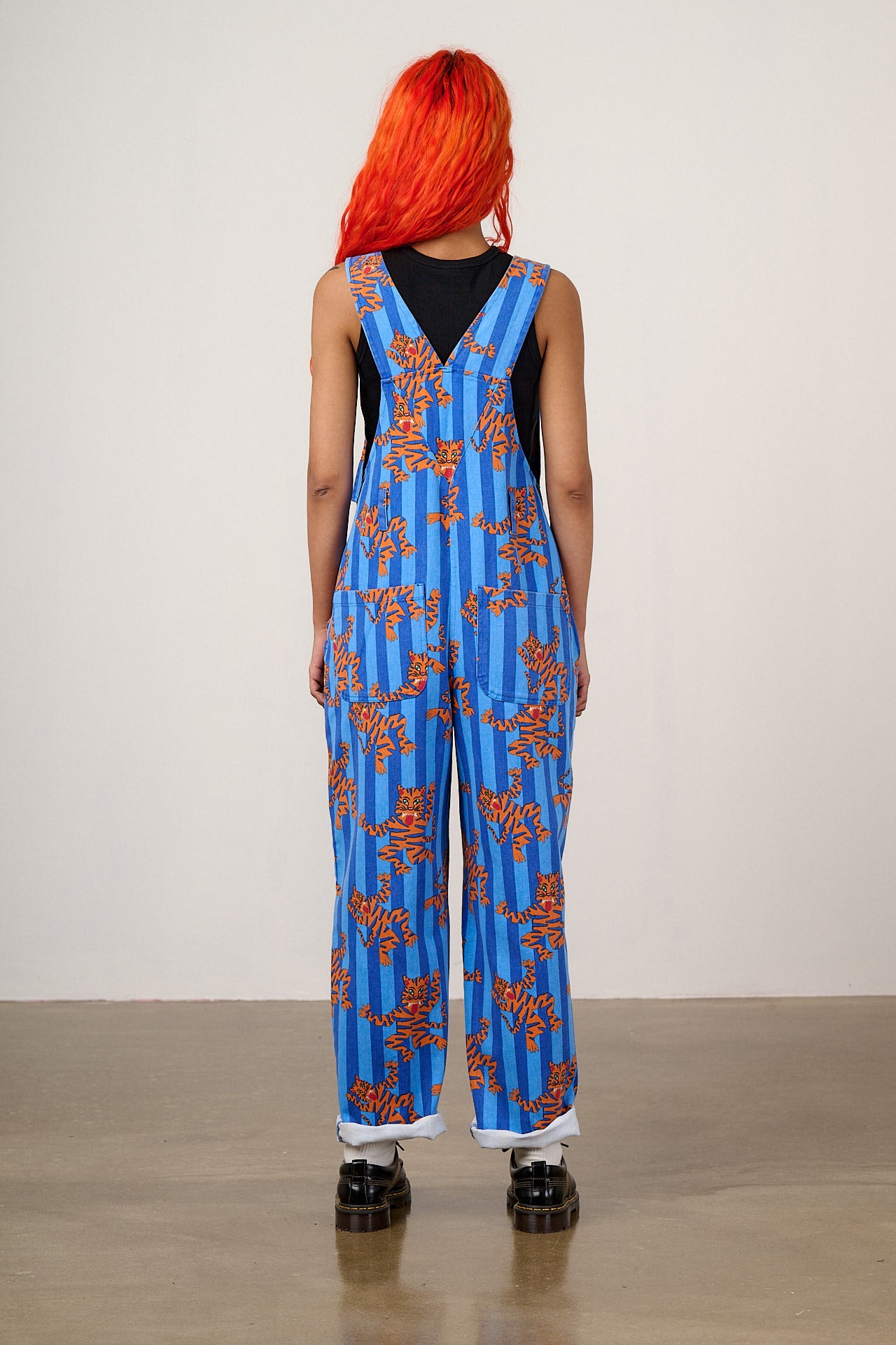 Easton - Cotton Dungarees in Blue Tiger Stripe