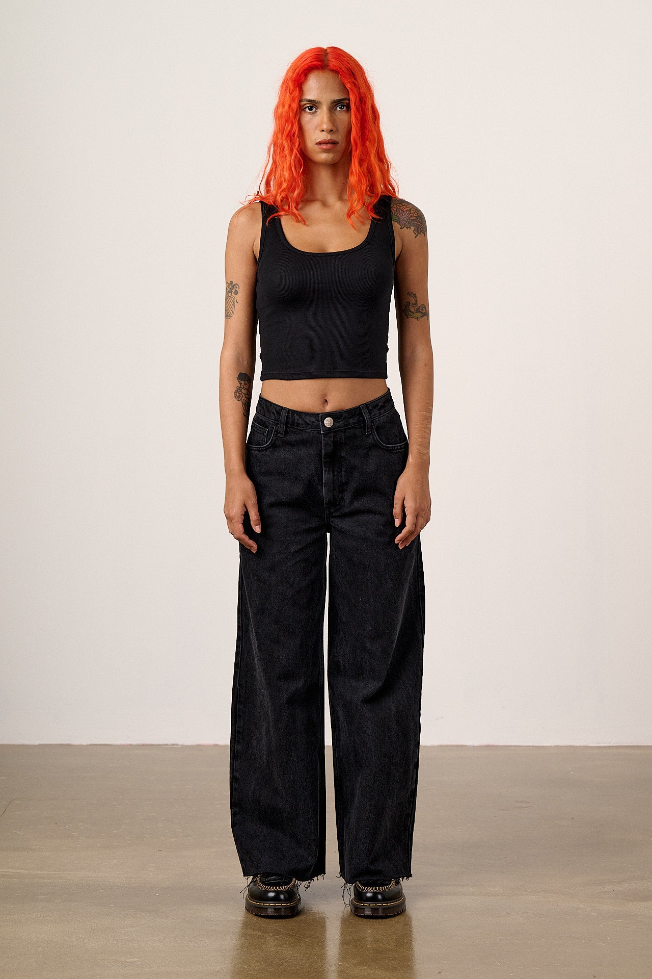 Eden - Cotton Ribbed Vest in Black