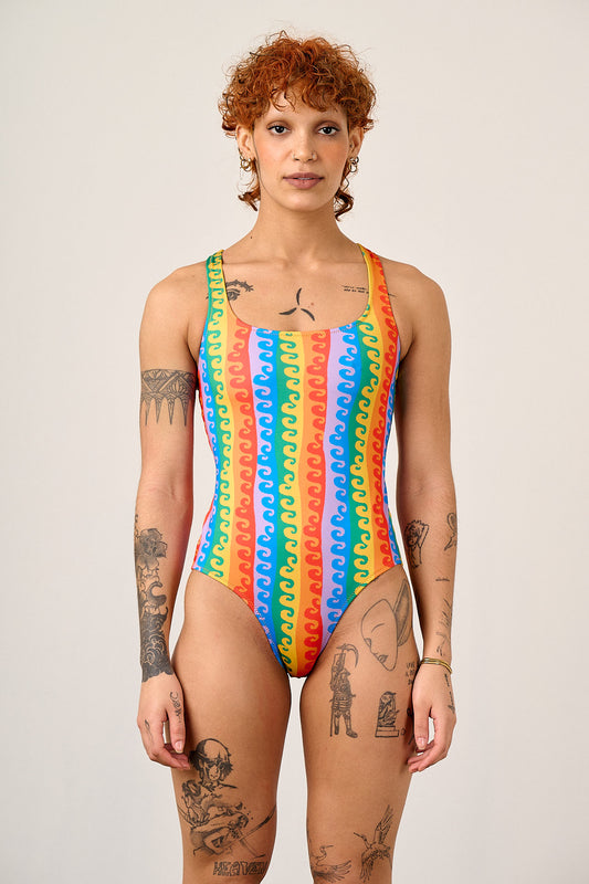 Elena - Swimsuit in Rainbow Wave