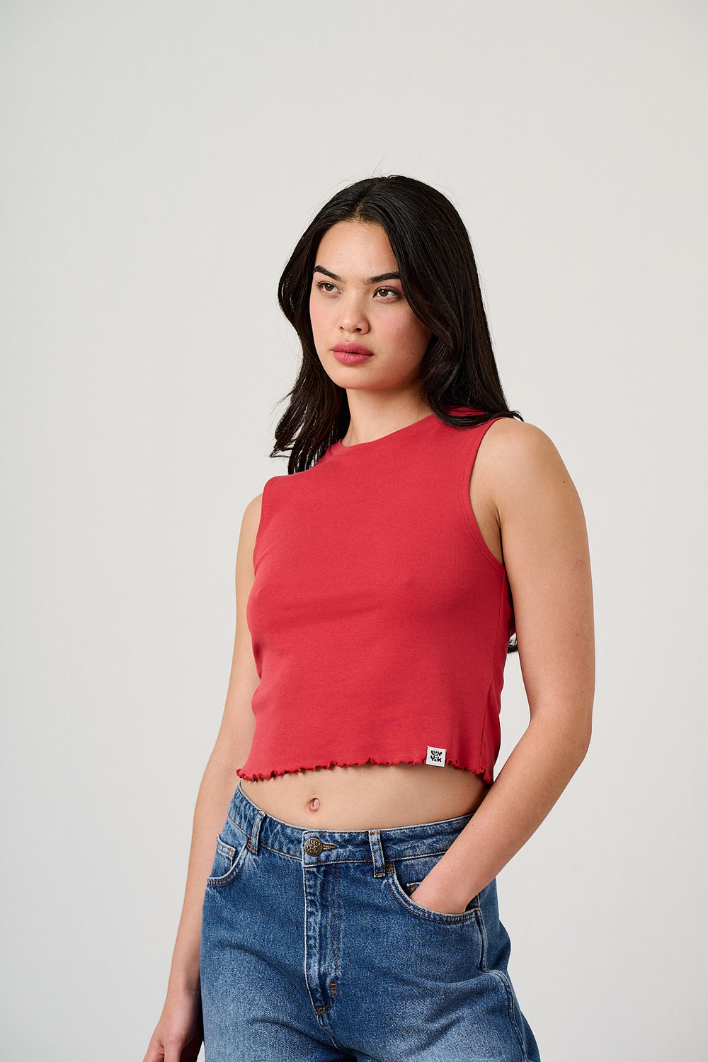 Etta - Cotton Jersey Sleeveless Tank Top in Red