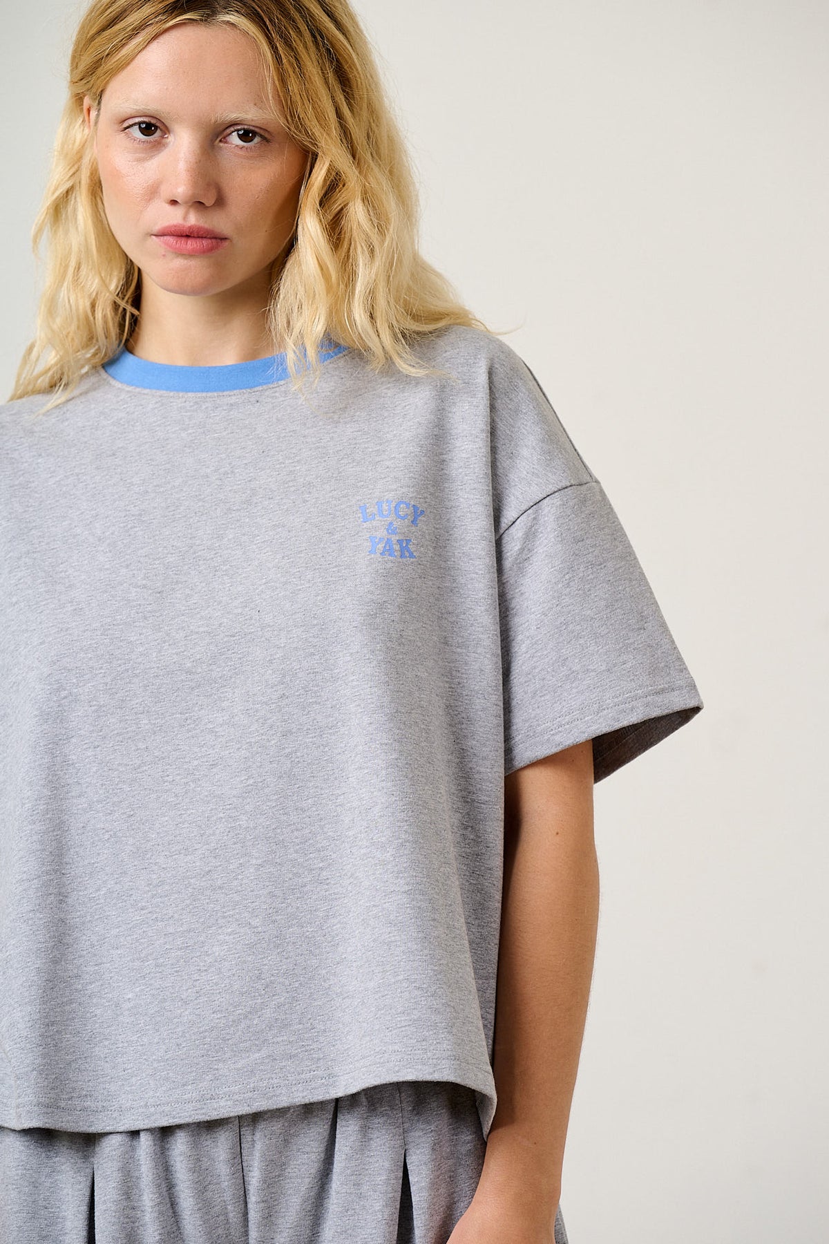 Everlie - Oversized Cotton Marl Tee in Grey Marl