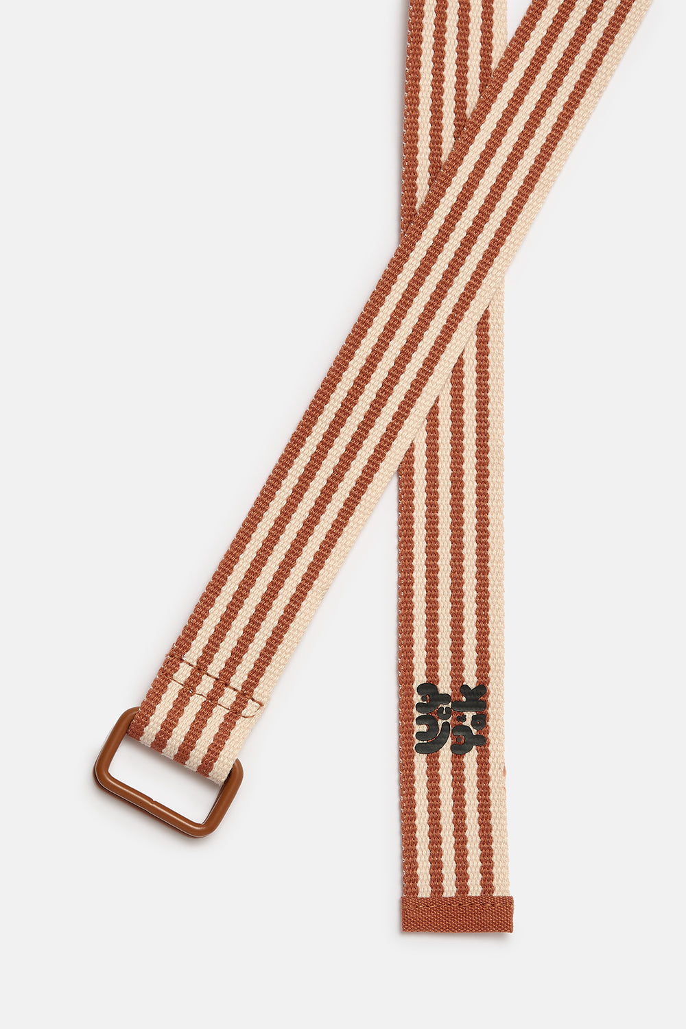 Flynn - D-Ring Cotton Belt in Amber & Ecru Stripe