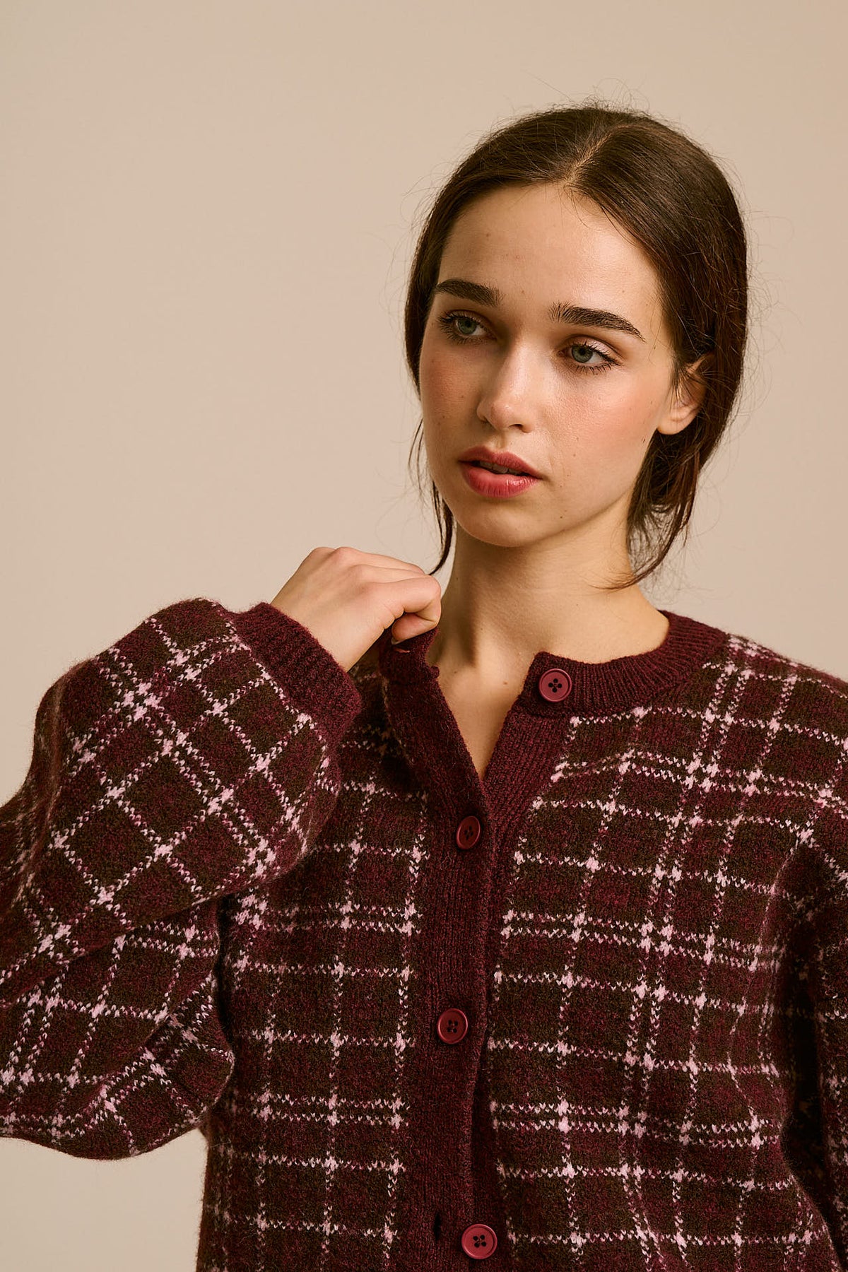 Gin - Cardigan in Romantic Check