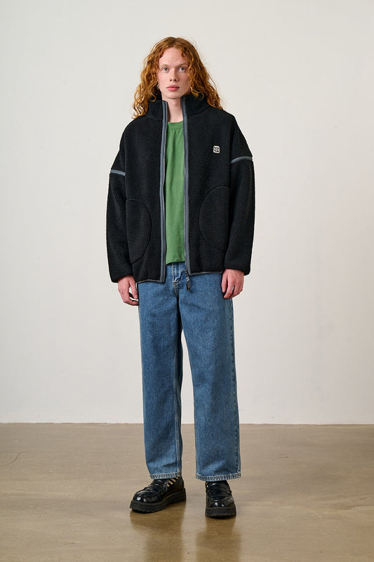 Hayes - Borg Zip Through Fleece in Black