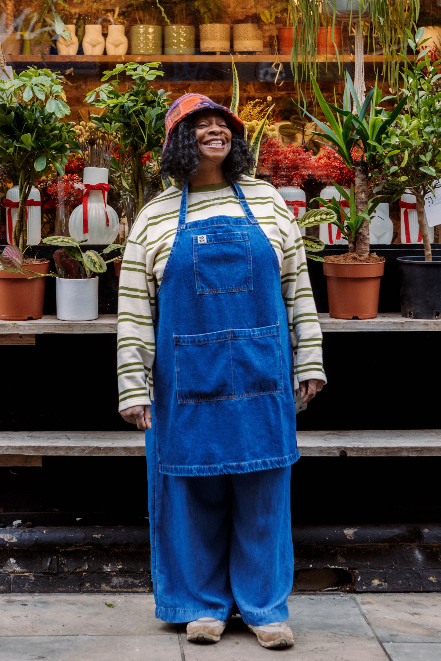 Ada - Heavyweight Denim Apron in Mid Wash Blue