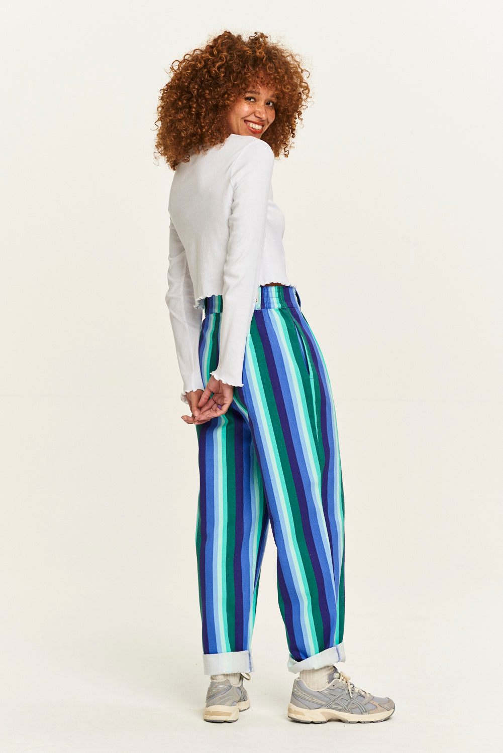 Addison - Tapered Twill Jeans in Elton Stripe